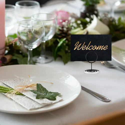 Miniatura 8 de 30 piezas de soportes para números de mesa con base, soportes para tarjetas de lugar, soportes de alambre para fotos, soportes pequeños