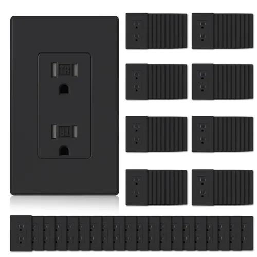 Miniatura 10 de ELEGRP Toma de corriente decorativa de pared, resistente a manipulaciones, 15 amperios, enchufe eléctrico de pared estándar, grado residencial