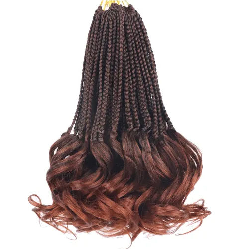 Miniatura 91 de Trenzas de ganchillo rizado francés T33, cabello pre-anillado 10 pulgadas, trenzas cortas rizadas francesas con extremos rizados, trenzas box