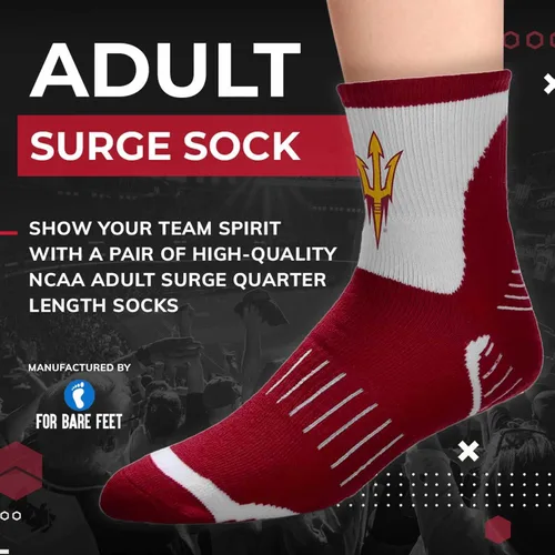 Miniatura 2 de For Bare Feet Adult NCAA Surge Quarter Length Crew Socks - All Weather Performance - Men & Women - Enhance Your Team Footwear