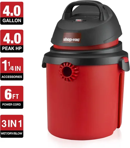 Miniatura 4 de Shop-Vac 5890489 Aspiradora húmeda/seca de 4 galones de 4.0 caballos de fuerza, 1.25 pulgadas de diámetro x 4 pies, cable de 6 pies, ideal