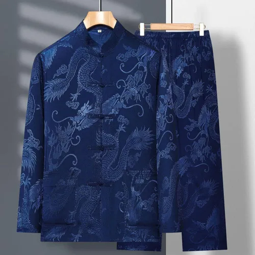 Miniatura 5 de Uniforme de Kung Fu para hombre, traje de camisa chino tradicional Tang Hanfu artes marciales Wing Chun Tai Chi entrenamiento pantalones de tela