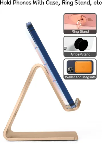 Miniatura 4 de Aoviho Soporte de teléfono celular de escritorio, soporte de aluminio para iPhone 17 16 15 14 13 12 pro Mini 11 X Xs max 8 7 6 6s Plus SE Samsung