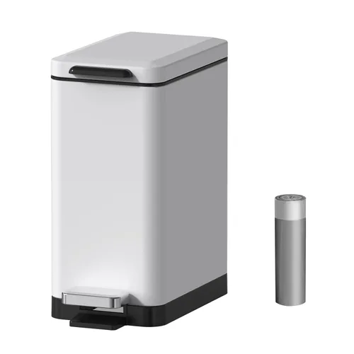 Miniatura 10 de Mbillion Cubo de basura para baño con tapa - Cubo de basura delgado de acero inoxidable con pedal - Papelera de metal - Cubo de basura rectangular
