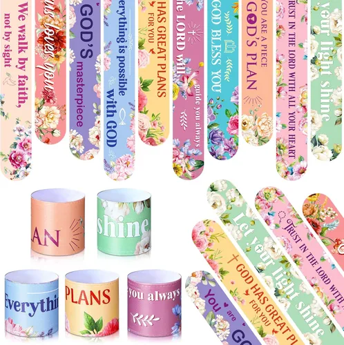 Frienda 40 pulseras cristianas religiosas con versículos bíblicos para niños, pulseras inspiradoras de Jesús te amo, pulseras inspiradoras y