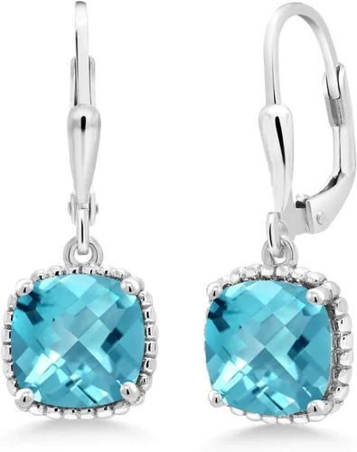 Miniatura 98 de Gem Stone King Aretes colgantes de plata de ley 925 de 0.315 pulgadas para mujer