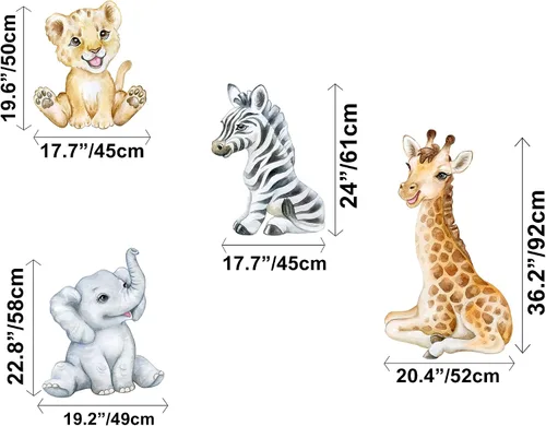 Miniatura 5 de Calcomanías de pared grandes con diseño de animales de safari, diseño de árboles tropicales con animales africanos
