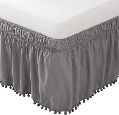 Miniatura 13 de Elegant Comfort Ella Collection - Falda de cama con pompones, 16 pulgadas de caída, 1500 hilos de calidad egipcia, elástico envolvente para una