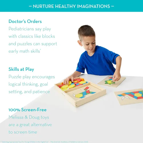 Miniatura 7 de Melissa & Doug, Juego clásico de bloques de patrones y pizarras, Estándar, Multi