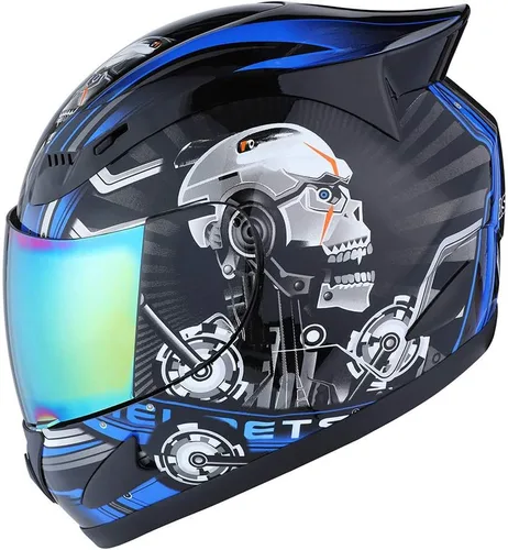 Miniatura 29 de 1Storm - Casco de cabeza completa para motocicleta, diseño de calavera mecánica HJDJ11