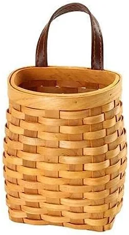 Miniatura 4 de Cesta colgante de mimbre tejida a mano, cesta de almacenamiento de madera portátil para colgar en la pared, cesta de flores, organizador de frutas