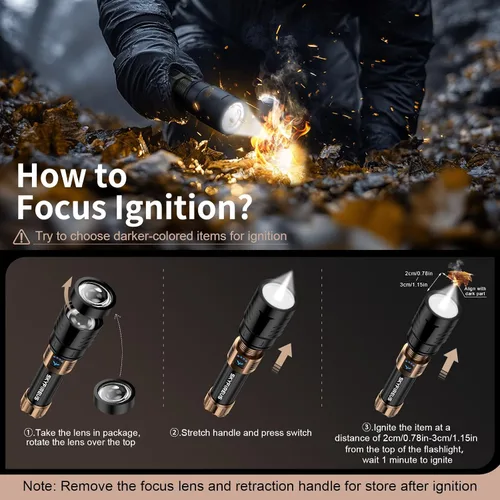 Miniatura 3 de SKYFIRE Lente de encendido de arranque de fuego para linternas de 1097 lúmenes altos, lente acrílica duradera con carcasa de aleación de aluminio