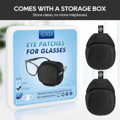 Miniatura 6 de eZAKKA Parches para ojos para adultos y niños, para ojo izquierdo y derecho, 2 piezas de parches médicos para anteojos de seda para ojo perezoso