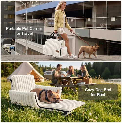 Miniatura 3 de MIXJOY Asiento de automóvil para perros 6 en 1 para perros pequeños/medianos de hasta 25 libras, transportador multifuncional para perros con funda
