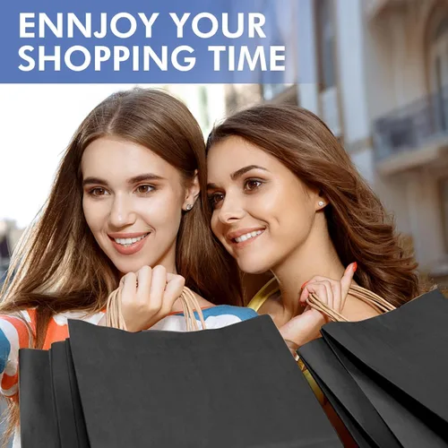 Miniatura 5 de XPCARE Paquete de 200 bolsas de regalo de papel grandes con asas a granel, 16 x 6 x 12 pulgadas, bolsas de papel kraft natural liso para bolsas