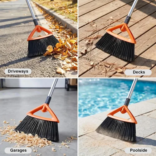 Miniatura 6 de CLEANHOME Escobas de exterior para barrer patio, escoba resistente de grado comercial con cerdas rígidas para barrer garaje, cubierta, cocina