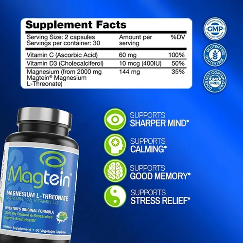 Miniatura 2 de Magtein Magceutics Magceutics MagteinPRO 90 Cápsulas - Paquete de L-Threonate de Magnesio