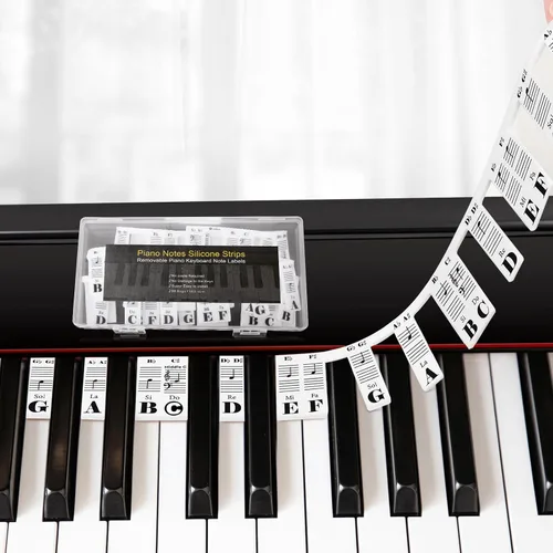 Miniatura 8 de Etiquetas Removibles para Notas de Teclado de Piano, Calcomanías de Teclado de Piano para Principiantes, Guía de Notas de Piano de Silicona