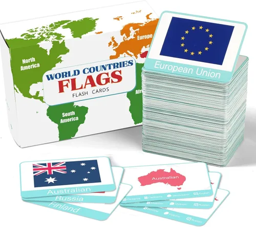 244 tarjetas didácticas de banderas de países del mundo, continente, capitales, población, bandera de país, geografía, juego de tarjetas educativas,