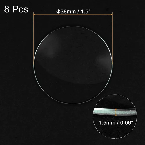 Miniatura 2 de uxcell Paquete de 8 lentes de cristal de 0.059 in de diámetro para reloj, cúpula única, redonda, grosor de borde de 0.059 in para reparación