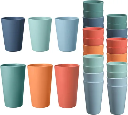 Miniatura 21 de Juego de 24 vasos de plástico irrompibles, vasos de plástico reutilizables de 20 onzas, vasos de agua apilables, vaso para beber para cocina