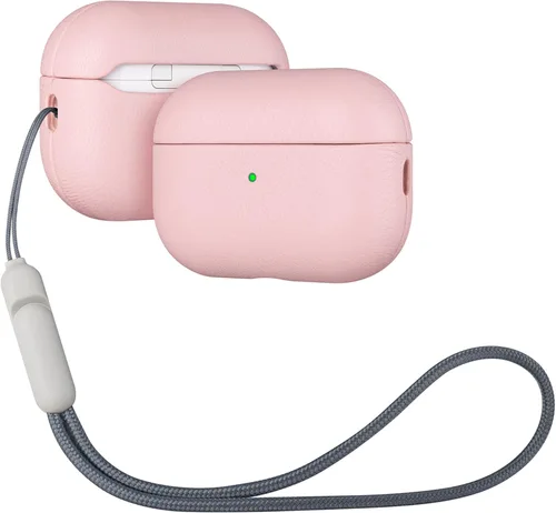 Miniatura 10 de Lopie Funda de piel para AirPods Pro de 2ª generación, azul cian, funda protectora totalmente envuelta con piel de cordero, protección de 360
