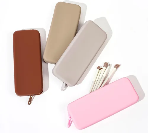 Miniatura 4 de Soporte para brochas de maquillaje de silicona, bolsa de maquillaje de viaje, organizador de brochas portátil suave, artículos esenciales de viaje