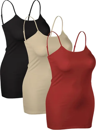 Miniatura 106 de Emmalise Camisola larga casual básica para mujer, con tirantes ajustables, top en capas