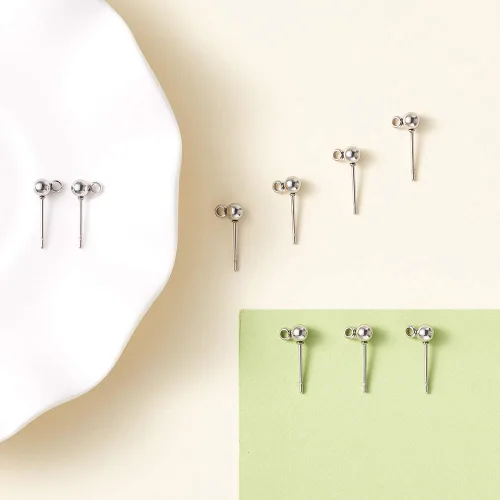 Miniatura 4 de Craftdady 40 aretes redondos de acero inoxidable de 0.669 x 0.354 in con lazo de 0.039 in para hacer joyas de aretes