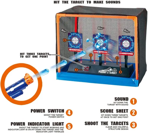 Miniatura 3 de Objetivo de disparo electrónico, reinicio automático, objetivo de puntuación digital para pistola de juguete, juguetes de regalo para niños, niñas