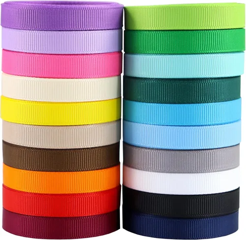 Cintas de tela de grogrén de 3/8 pulgadas, 20 colores x 2 yardas cada uno en total de 40 yardas, cintas de boutique para envolver regalos,