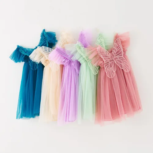 Miniatura 3 de YETANLID Vestido tutú de tul para niñas pequeñas, estampado de mariposas, talla 6M-5T