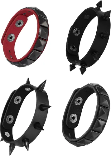Miniatura 13 de Pulsera de cuero para hombre y mujer, pulsera punk, pulsera de rock, trenzada, con remaches, pulsera ajustable
