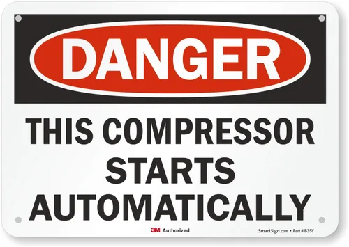 Smartsign U3-2004-RA_10X7 "Danger This Compressor Starts Automatically" Cartel reflectante de aluminio reciclado, 10" x 7" Aluminio reflectante 3M