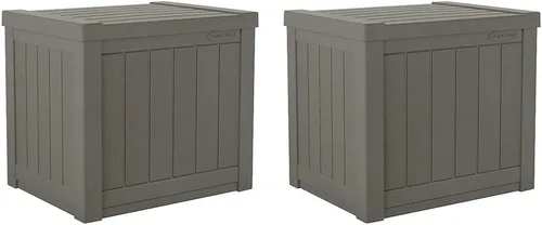 Miniatura 13 de Suncast - Caja pequeña de 22 galones y resina ligera para asiento y almacenamiento en terraza exterior de cojines de patio, herramientas de Marrón