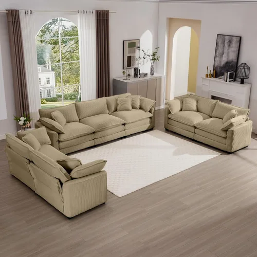 Miniatura 24 de Juego de sofá de 2 piezas de gran tamaño para sala de estar, sofá biplaza y sofá individual, asiento modular modular profundo de pana cómodos sofás