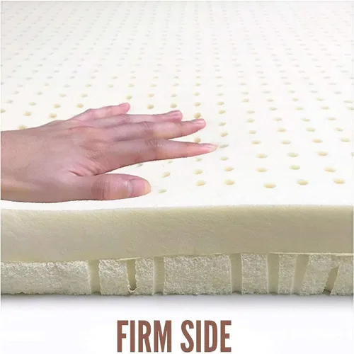 Miniatura 3 de Cubrecolchón de látex orgánico de doble zona de 2 pulgadas con funda gris jaspeado con cremallera (individual, suave y firme), certificado GOTS &