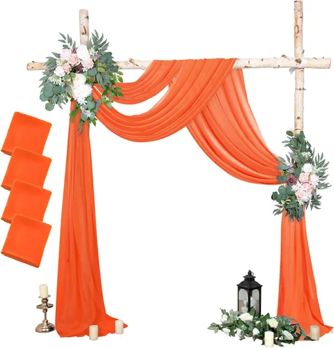 Miniatura 15 de AMZLOKAE Cortinas de arco de boda burdeos 2 paneles de tela de gasa de 18 pies 6 yardas de decoración elegante de gasa Perfecto para ceremonia