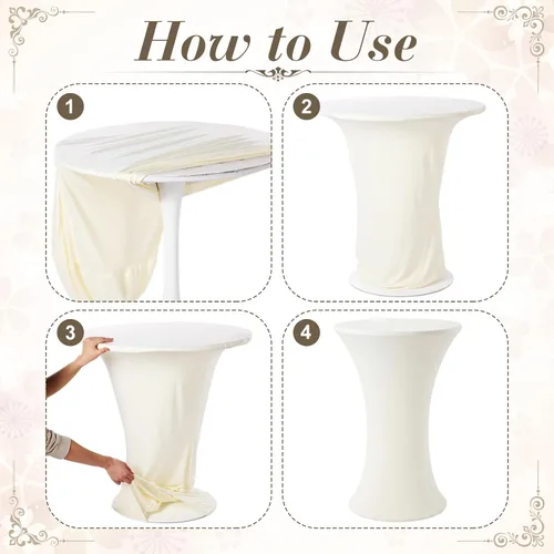 Miniatura 7 de Tegeme Paquete de 6 manteles redondos de cóctel de 32 x 43 pulgadas, mantel elástico para mesa inferior de elastano, para bar, pub, boda, fiesta