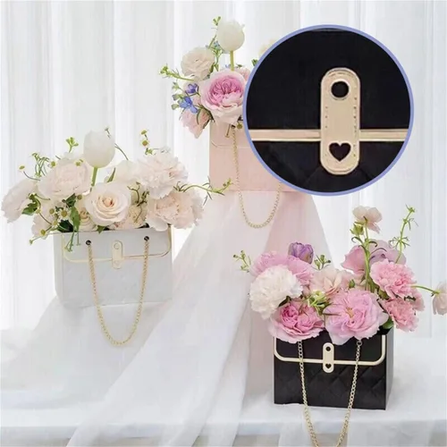 Miniatura 3 de 8 cajas de regalo de papel de flores, bolsa de San Valentín, bolsa de regalo, bolsas de ramo de flores con cadena de metal, caja de regalo