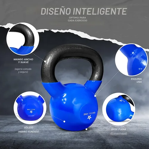 Miniatura 3 de Yes4All Pesa rusa, pesas rusas de hierro fundido con revestimiento de vinilo de 5-100 LB para entrenamiento de fuerza para ejercicios de gimnasio