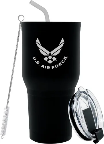 Miniatura 4 de Military Gift Shop Taza de viaje de café de la Fuerza Aérea de 30 onzas, vaso de café aislado al vacío de doble pared, taza de café de acero