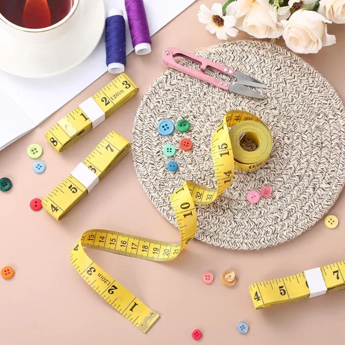 Miniatura 7 de 20 Pcs 120 Inch/300cm Soft Tape Measure Bulk Dual Scale Body Measuring Tape Sewing Fabric Tailor Ruler Easy to Read Craft Vinyl Ruler for Body Yellow