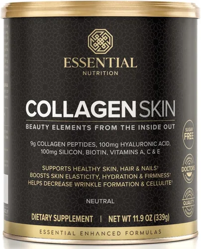 Essential Nutrition Colágeno Skin - Péptidos de colágeno hidrolizados, con biotina, ácido hialurónico, silicio y vitamina C - cabello, piel y uñas -