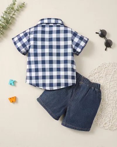 Miniatura 3 de Ropa de bebé niño de verano, trajes de algodón de manga corta, pantalones cortos, conjunto de trajes para niños pequeños