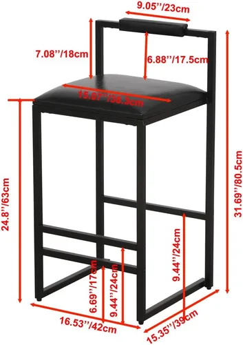 Miniatura 2 de Juego de 2 taburetes de bar modernos tapizados de piel sintética sin brazos con respaldo para bar en casa, comedor, isla de cocina, bistró, club