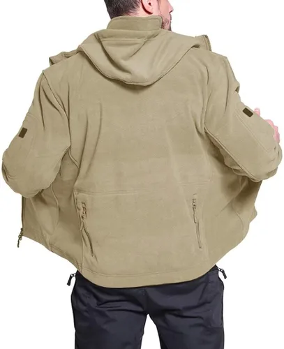 Miniatura 3 de BIYLACLESEN Chaquetas tácticas de forro polar Softshell para hombre con cremallera completa