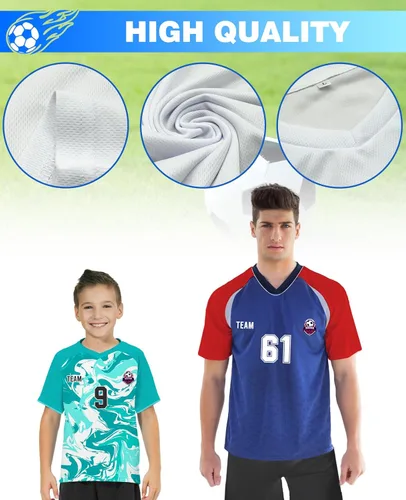 Miniatura 4 de Camiseta de fútbol personalizada con número de nombre de equipo, camiseta deportiva personalizada con logotipo de fútbol para niños, hombres, niños