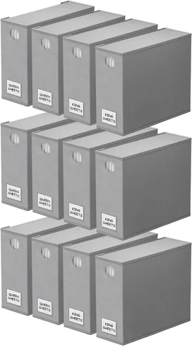 Miniatura 30 de SpaceAid Paquete de 8 Organizadores y Almacenamiento de Sábanas de Cama, Organizador de Sábanas Plegable para Armario de Ropa Blanca, Carpeta Beige