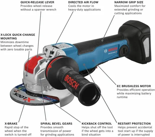 Miniatura 2 de Bosch GWX18V-50PCN 18V X-LOCK EC sin escobillas conectado 4-1/2 pulgadas - 5 pulgadas Amoladora angular sin interruptor de paleta de bloqueo